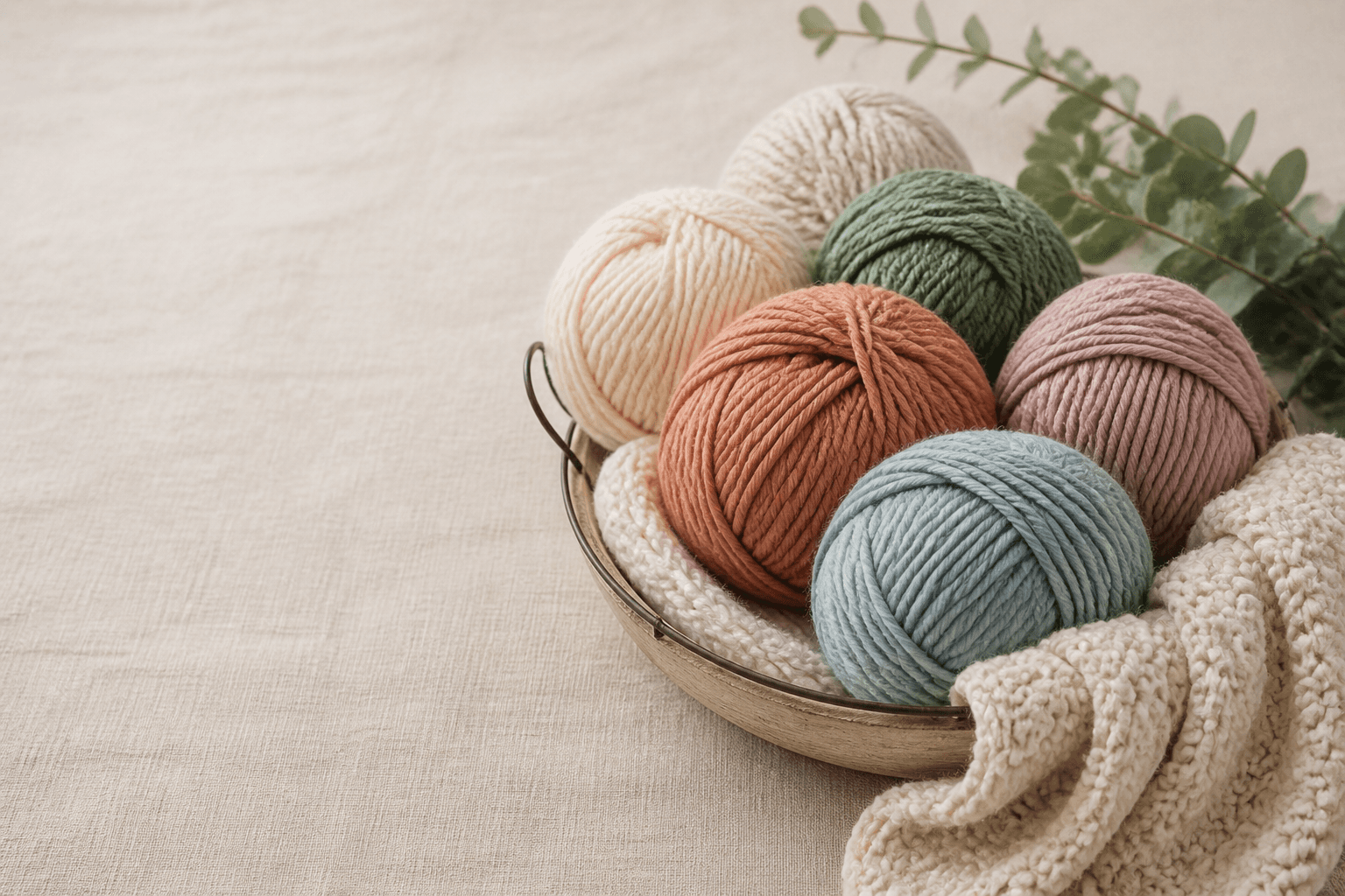A warm still life of natural yarn arranged for a quiet afternoon of making